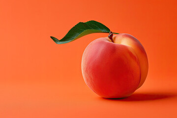 Wall Mural - a peach isolated on orange background