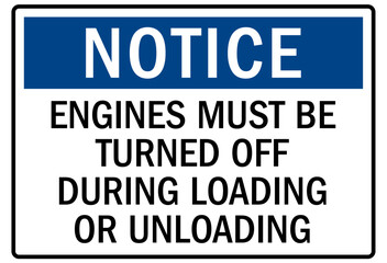 Poster - Truck driver sign engines must be turn off during loading or unloading