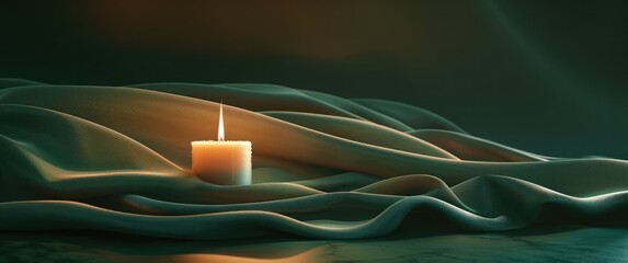 Wall Mural - an image of a cloth and silver candle