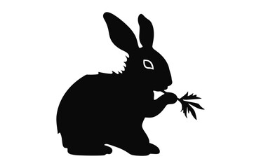 Wall Mural - Easter Bunny Eating silhouette vector isolated on a white background