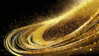 Wall Mural - golden sparkle trail dust in swirl wave style