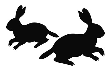 Wall Mural - Two Rabbit are running silhouette vector isolated on a white background