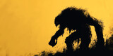 Fototapeta  - a silhouette of a monster in a dark setting scary