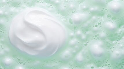 Canvas Print - Foam bubble from soap or shampoo washing on top view.Skincare cleanser foam texture