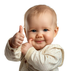 Baby giving thumb up in transparent background