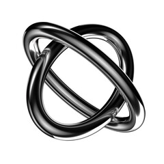Wall Mural - futuristic metallic rings isolated. abstract geometric shape background. chrome metal object