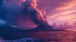 The Krakatoa volcano erupted and spewed molten lava into the atmosphere with force. Generated by AI