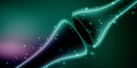 Wall Mural - synapse and neuron cells sending electrical chemical signals. 3d rendering