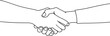 Handshake business person vector line art, continuous single line drawing  corporate partnership illustration, professional agreement graphic, networking connection design, formal meeting depiction.
