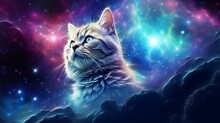 Beautiful Cat In Outer Space.