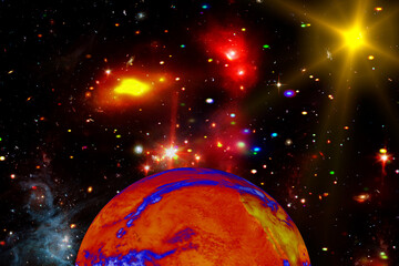 Wall Mural - exoplanet, gas, nebula, stars. the elements of this image furnished by nasa.