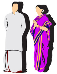 Wall Mural - illustration of a person of tamil nadu Indian traditional dress