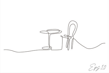 Wall Mural - Continuous line drawing of chairs and table