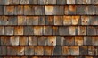 Old brown rustic wooden shingle wall texture. wood facade architecture background, Generative AI