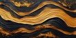 © Planetary Artist - Abstract gold black acrylic painted fluted 3d painting texture luxury background banner on canvas. Golden waves swirls, Generative AI