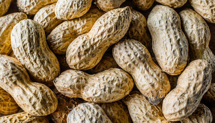 Wall Mural - Peanuts heap background, top view, close up texture