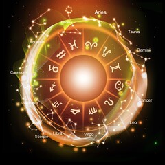 Wall Mural - zodiac signs horoscope circle for astrology concept
