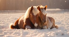 Pair Of Horses In The Snow Footage