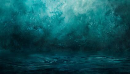Wall Mural - blue wall in the ocean in the style of dark green and