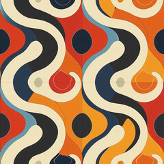 Wall Mural - Colorful Retro Funk Seamless 70s Pattern