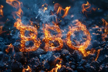 Poster - word BBQ engulfed in flames