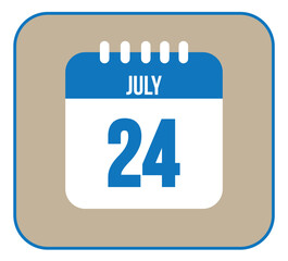 Wall Mural - July 24 icon isolated on light background. Calendar vector symbol modern for the month of July