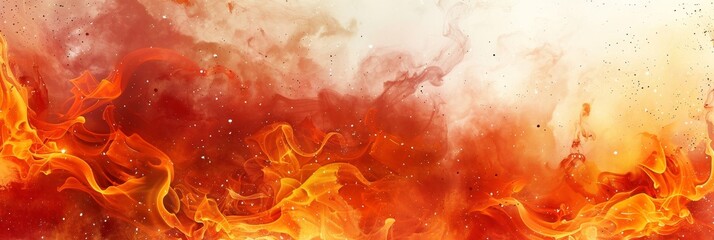 Poster - intense flames of a fire against a plain white background