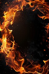 Poster - Red fire on a stark black background. The flames engulf the circle, creating a visually striking image
