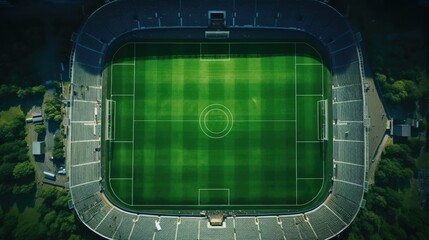 Canvas Print - A high angle view of a soccer field. Suitable for sports and outdoor activities