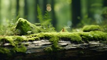 A Moss Covered Log In A Serene Forest Setting. Ideal For Nature And Outdoor Themes