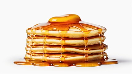 Canvas Print - Delicious stack of pancakes covered in syrup, perfect for breakfast menus