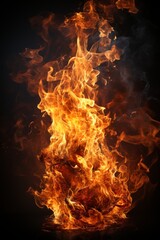 Poster - fire showing intense orange and yellow flames burning brightly. The flames flicker and dance, creating a captivating display of heat and energy