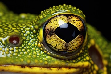 Sticker - Detailed close-up of a green frog's eye. Perfect for nature and wildlife projects