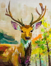 Deer Abstract Art Painting