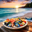 seafood on the beach