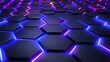 © Login - Hexagonal plates are laid out in mosaic and glow around the perimeter of the figures. Bright technological background. Illustration for banner, poster, cover, brochure or presentation.