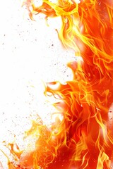 Poster - Red fire against a white background. The flames flicker and dance, creating a mesmerizing and powerful visual display