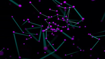 Wall Mural - chains with molecules in flow. design. emerging flow of compounds with molecules. abstract stream ap