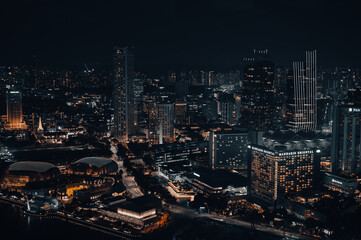 Poster - the city at night from an airplane in singapore, asia