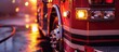 A detailed view of a fire truck with its emergency lights on, showcasing its readiness for responding to rescue calls.