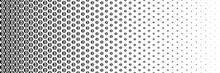 Horizontal Black Halftone Of Bitcoin Currency Sign Coin Design For Pattern And Background.