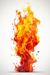 Poster - Vivid red and yellow flames burning fiercely on a clean white backdrop