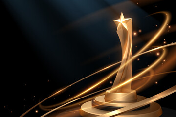 Wall Mural - golden star trophy with light effects