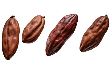 Sticker - Set of cocoa beans isolated on a transparent background.