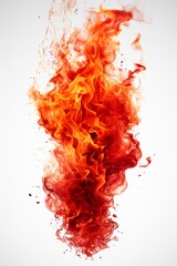 Poster - vivid colors of a red and orange fire set against a clean white background. The flames are intense and fierce, illuminating the space with their hot and vibrant hues