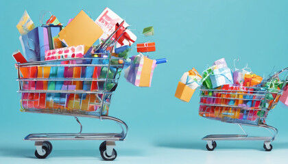 shopping cart full of presents