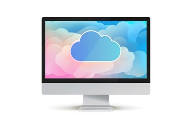 Wall Mural - modern computer monitor displaying cloud icon