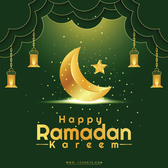 Wall Mural - ramadan kareem wishing post with mon vector design