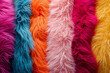 Multicolored faux fur background. Close-up of the texture