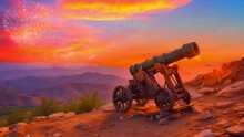 Military Artillery Celebrates The Holy Month Of Ramadan At Sunset .